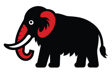 Solid color Woolly Mammoth animal vector design