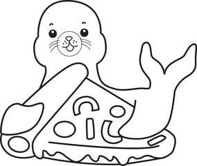 Coloring pages of cute seal stock illustration.
