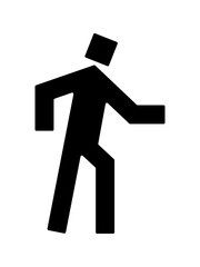 角張った人が歩く白黒のアイコン