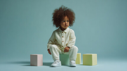 ai teaching child to count through playful engagement captured in moment of focused concentration