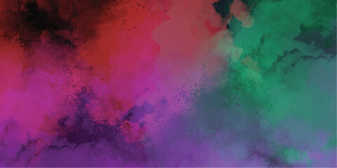 Abstract watercolor background blending red purple and green hues with splatter effects for artistic design and creative visuals