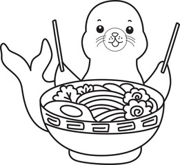 Obraz premium Coloring pages of cute seal stock illustration.