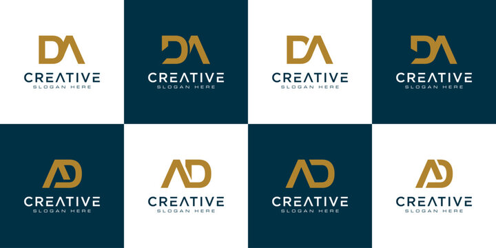 set of initials letter D and A abstract logo