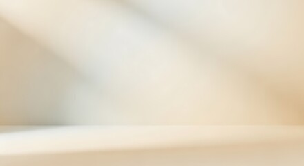 Elegant Cream Studio Background with Sunlight and Shadow for Product Display