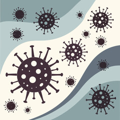 Abstract coronavirus background with floating virus icons