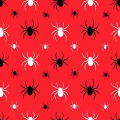 Spooky spider pattern on red