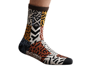 Patterned sock on foot