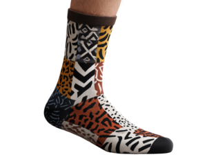 Patterned sock on foot