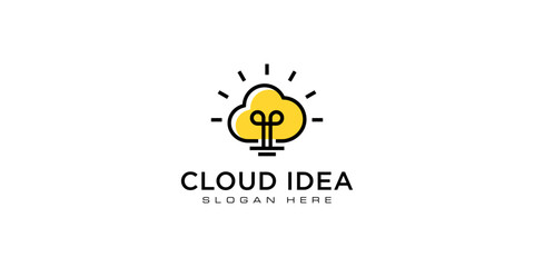 cloud idea bulb logo vector design © kerjo
