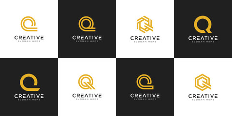 set of initial letter Q logo design vector