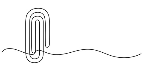 Continuous one line drawing of Paper clip. Single line drawing illustration of Metal paper clip. Realistic paper clip concept vector art. Doodle line illustration. 
