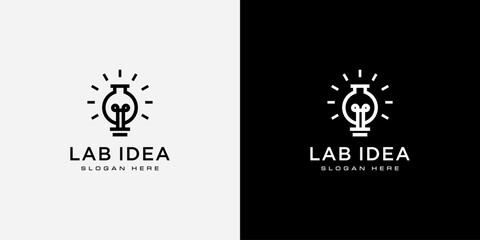 lab bulb idea logo vector design
