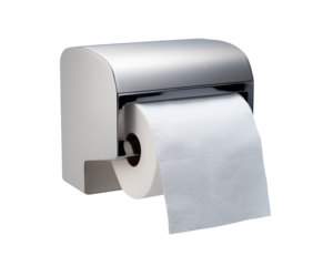 Roll of paper in metal dispenser