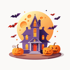 Vector poster for Halloween  spooky house
