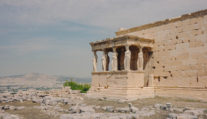 Obraz premium The Erechtheion, ancient Greek temple on the Acropolis of Athens