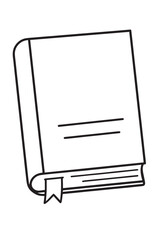 Minimalist Line Art of Closed Book with Bookmark