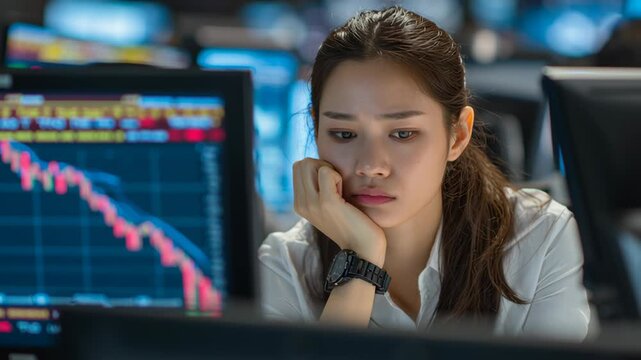 Thai currency trader reacting to the volatile plunge of the Baht on a financial chart in a Bangkok dealing room.