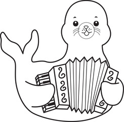 Coloring pages of cute seal stock illustration.