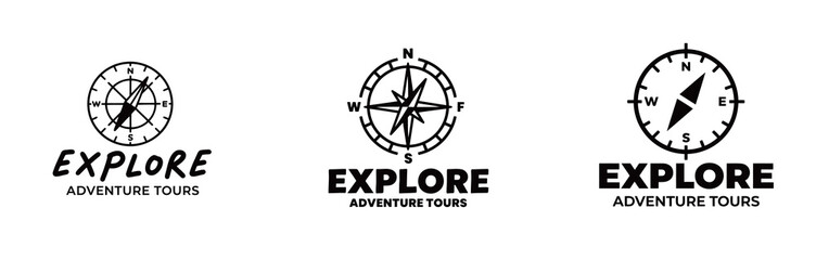Classic Compass Icons for Explore Adventure Tours and Navigation