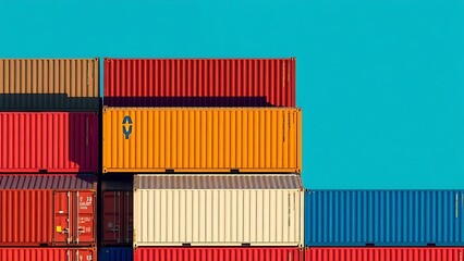 Obraz premium Colorful shipping containers arranged in an abstract aerial-inspired composition.