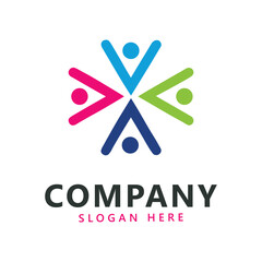 Letter v with people logo vector illustration icon