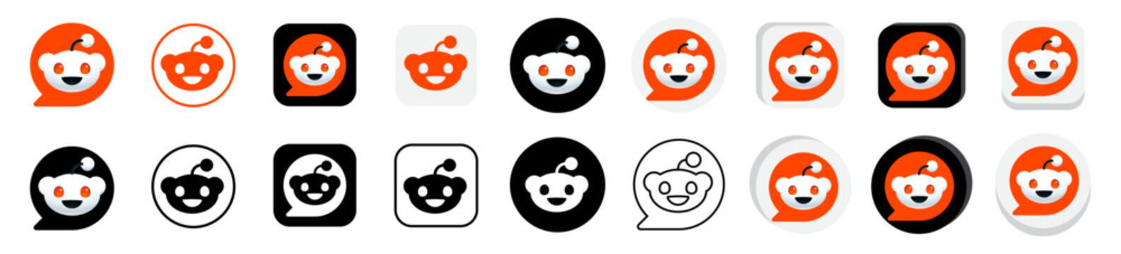 reddit logo vector icon set. reddit mobile app icons