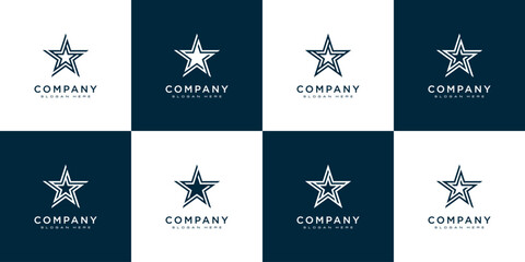 set of star logo vector line style