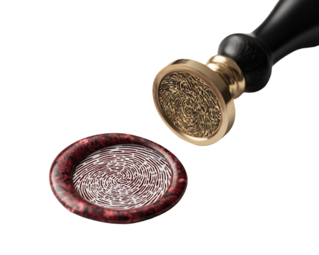 Wax seal and stamper with fingerprint pattern