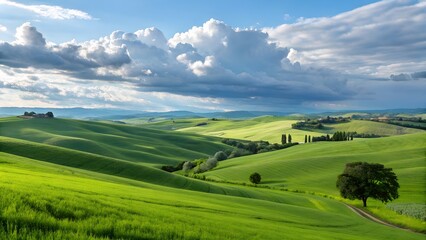 Naklejka premium Breathtaking Tuscany Rolling Hills Landscape