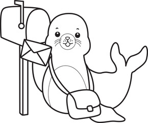 Coloring pages of cute seal outline illustrations.