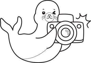 Coloring pages of cute seal outline illustrations.