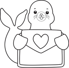 Coloring pages of cute seal outline illustrations.