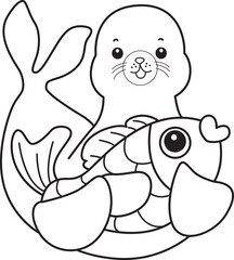 Coloring pages of cute seal outline illustrations.
