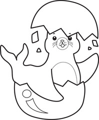 Coloring pages of cute seal outline illustrations.