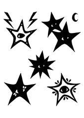 Gothic and esoteric star collection with unique eye designs