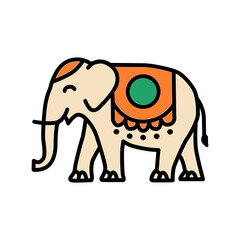 Indian Elephant Heritage Flat Icon Traditional Style Vector