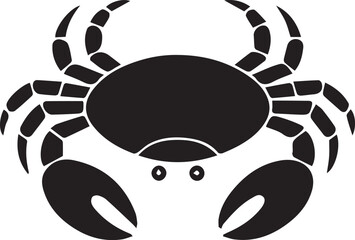 Black silhouette of a crab icon. Vector graphic illustration of a marine crustacean for seafood logo.