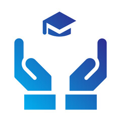 Obraz premium Hands holding graduation cap icon