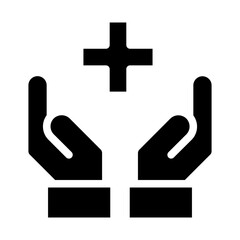 Obraz premium Hands holding medical cross icon