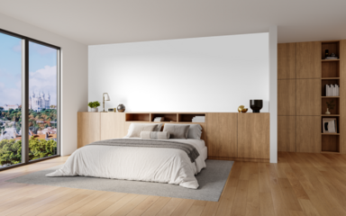 Minimalist Scandinavian Style Living Room PNG with Sofa, Coffee Table and Side Table – Transparent Background with Shadow