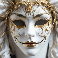 White carnival mask isolated on white background