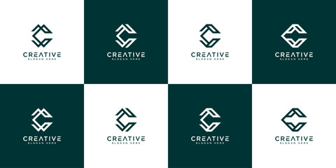 Set of initial letter C abstract logo vector template