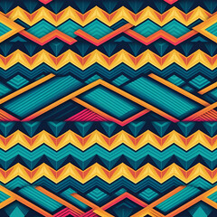 Vibrant Geometric Pattern with Interlocking Diamond Shapes