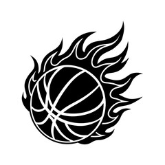 Silhouette of basketball on fire graphic design