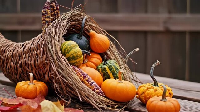 Autumnal cornucopia display