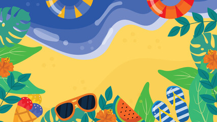 Colorful Summer Flat Background With Ornament