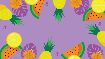 Colorful Summer Flat Background With Ornament