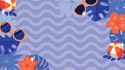 Colorful Summer Flat Background With Ornament