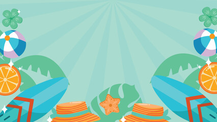 Colorful Summer Flat Background With Ornament