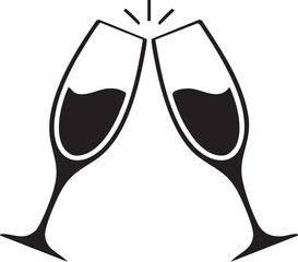 Clinking Champagne Glasses Cheers Vector Icon Isolated